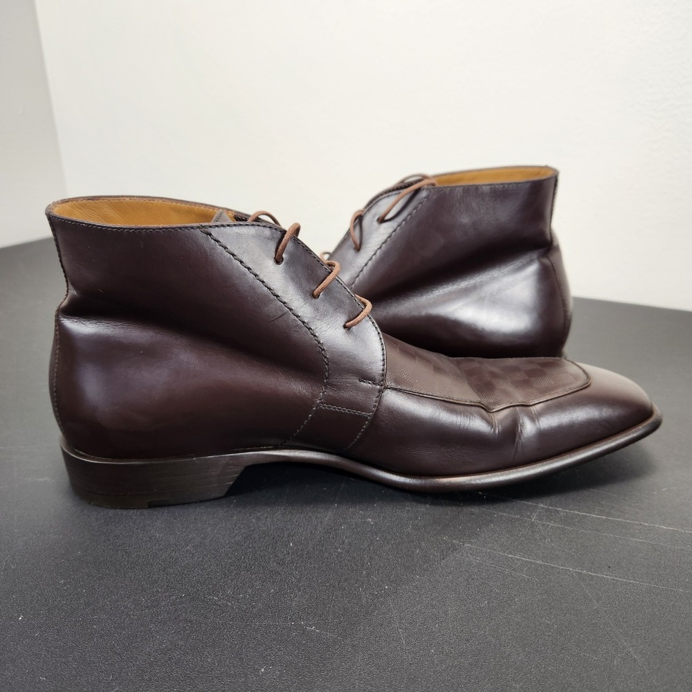 Louis Vuitton Damier Ebene Brown Leather Chukka Boots 8.5 UK 9.5 US Missing Logo - Picture 5 of 12